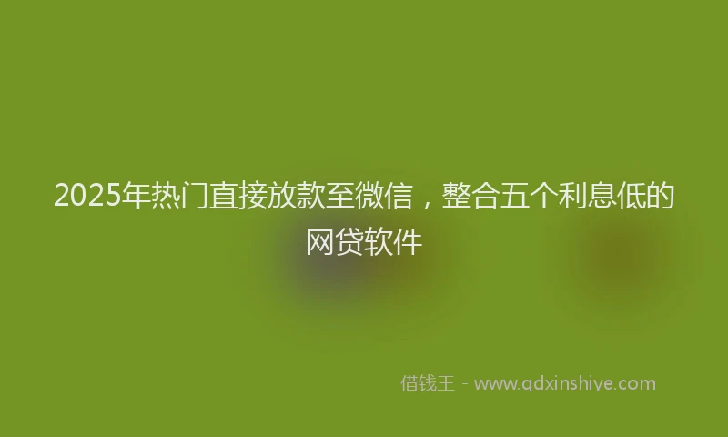 2025年热门直接放款至微信，整合五个利息低的网贷软件