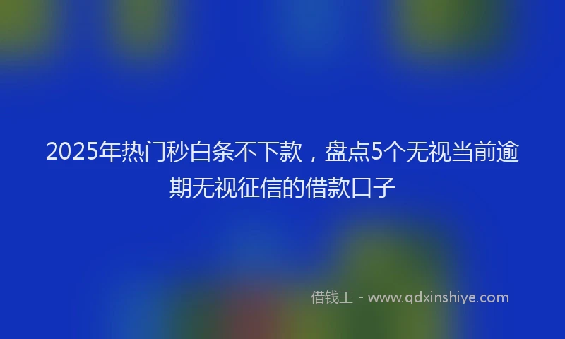 2025年热门秒白条不下款，盘点5个无视当前逾期无视征信的借款口子