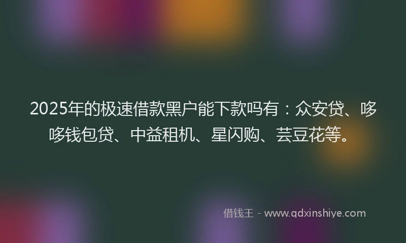 2025年的极速借款黑户能下款吗有：众安贷、哆哆钱包贷、中益租机、星闪购、芸豆花等。