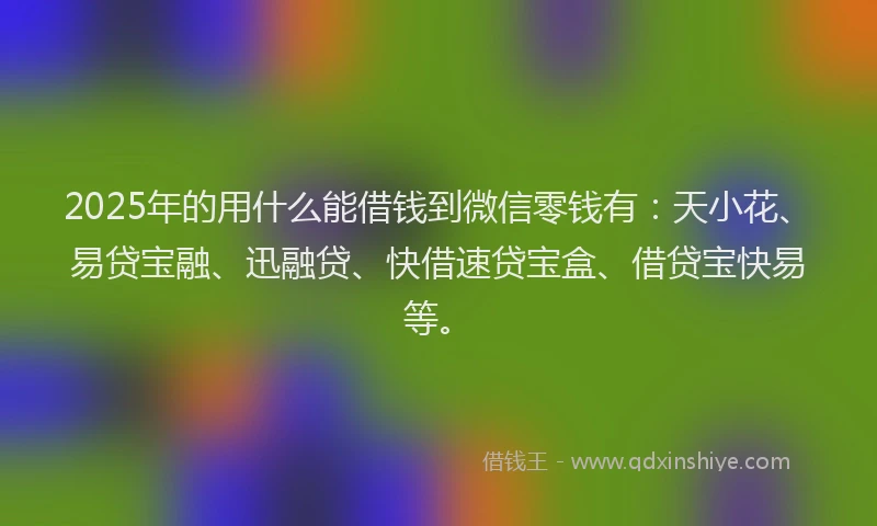 2025年的用什么能借钱到微信零钱有：天小花、易贷宝融、迅融贷、快借速贷宝盒、借贷宝快易等。