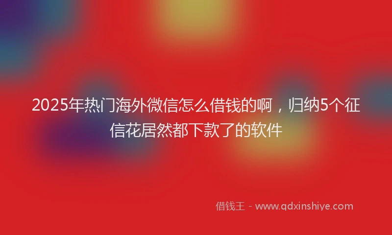 2025年热门海外微信怎么借钱的啊，归纳5个征信花居然都下款了的软件
