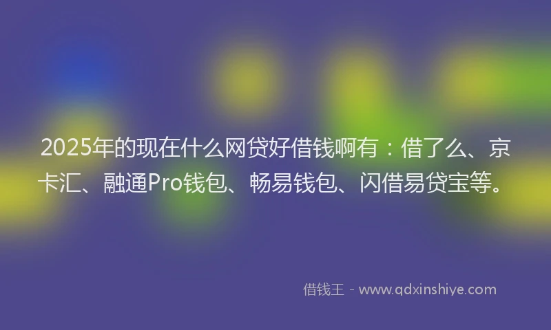 2025年的现在什么网贷好借钱啊有：借了么、京卡汇、融通Pro钱包、畅易钱包、闪借易贷宝等。