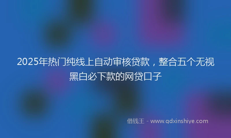 2025年热门纯线上自动审核贷款，整合五个无视黑白必下款的网贷口子