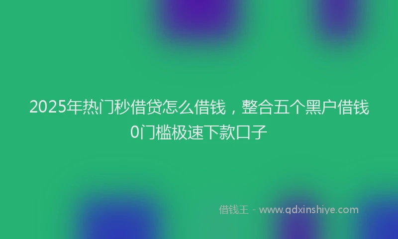 2025年热门秒借贷怎么借钱，整合五个黑户借钱0门槛极速下款口子