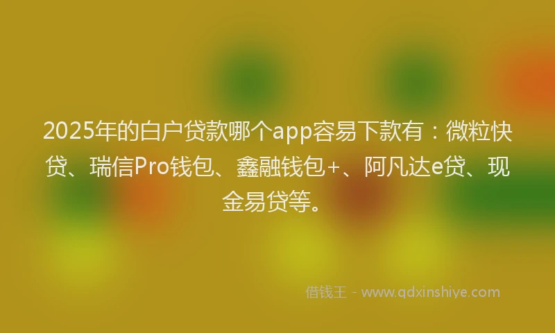 2025年的白户贷款哪个app容易下款有：微粒快贷、瑞信Pro钱包、鑫融钱包+、阿凡达e贷、现金易贷等。