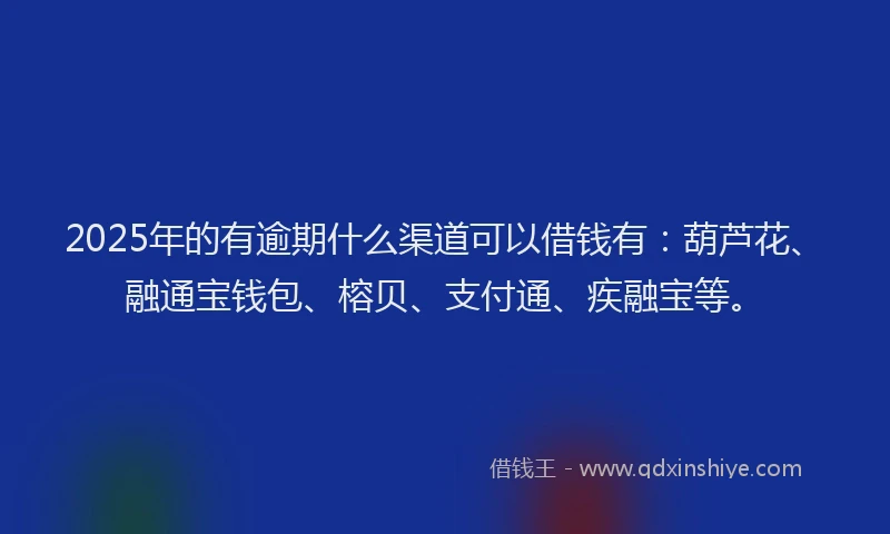 2025年的有逾期什么渠道可以借钱有：葫芦花、融通宝钱包、榕贝、支付通、疾融宝等。