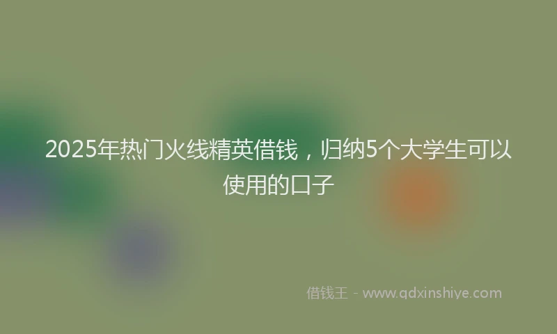 2025年热门火线精英借钱，归纳5个大学生可以使用的口子