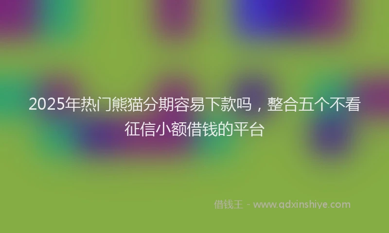 2025年热门熊猫分期容易下款吗，整合五个不看征信小额借钱的平台