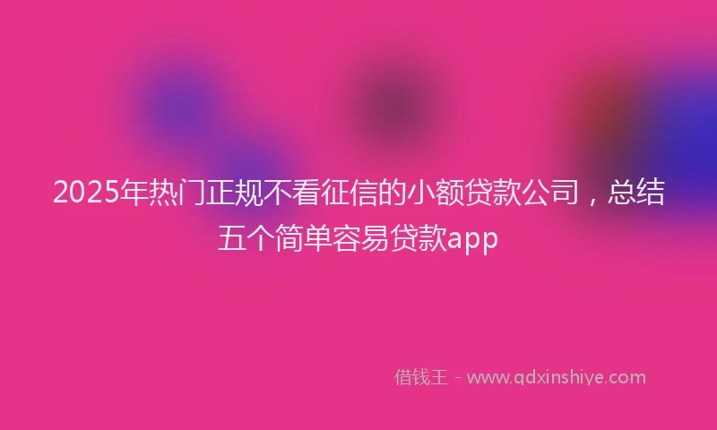 2025年热门正规不看征信的小额贷款公司，总结五个简单容易贷款app