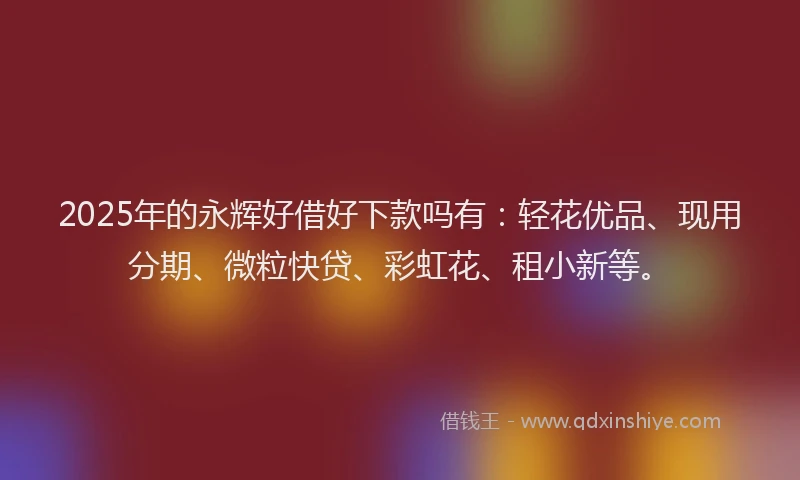 2025年的永辉好借好下款吗有：轻花优品、现用分期、微粒快贷、彩虹花、租小新等。