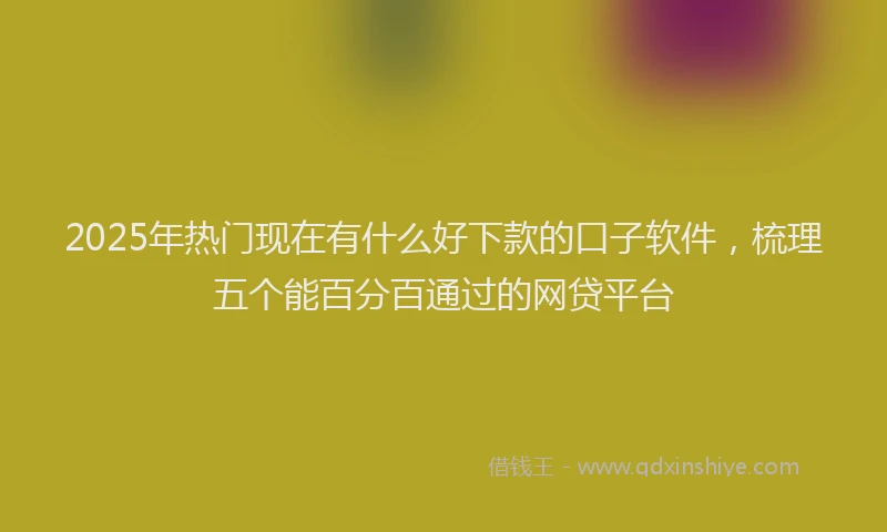2025年热门现在有什么好下款的口子软件，梳理五个能百分百通过的网贷平台