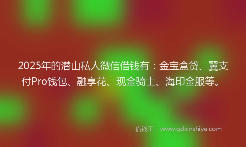 2025年的潜山私人微信借钱有：金宝盒贷、翼支付Pro钱包、融享花、现金骑士、海印金服等。