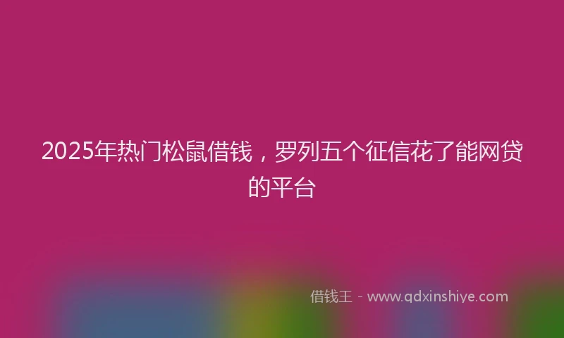 2025年热门松鼠借钱，罗列五个征信花了能网贷的平台