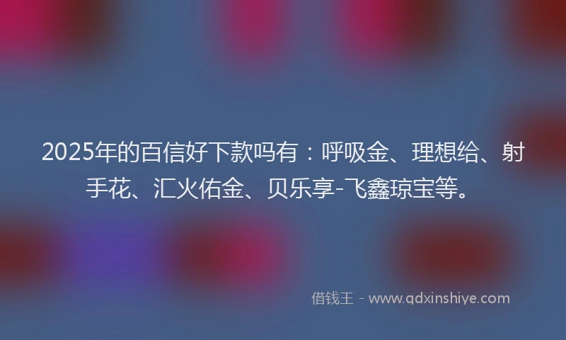 2025年的百信好下款吗有：呼吸金、理想给、射手花、汇火佑金、贝乐享-飞鑫琼宝等。