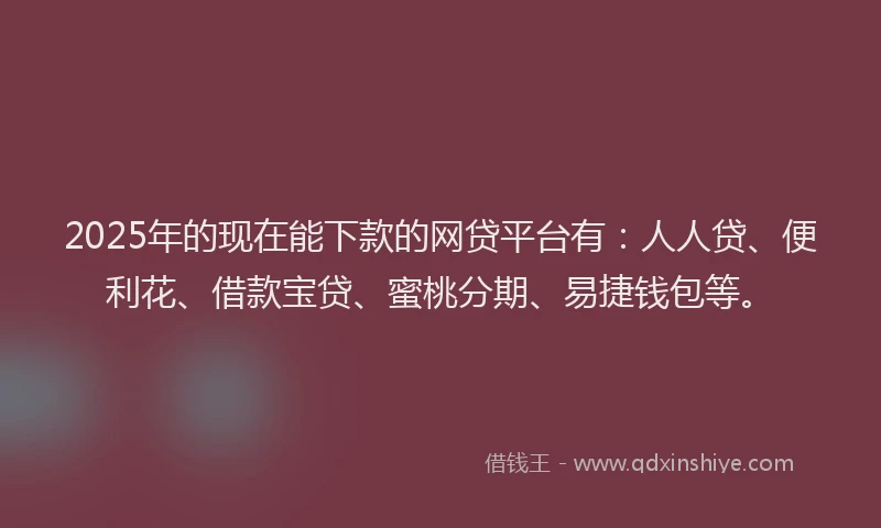 2025年的现在能下款的网贷平台有：人人贷、便利花、借款宝贷、蜜桃分期、易捷钱包等。