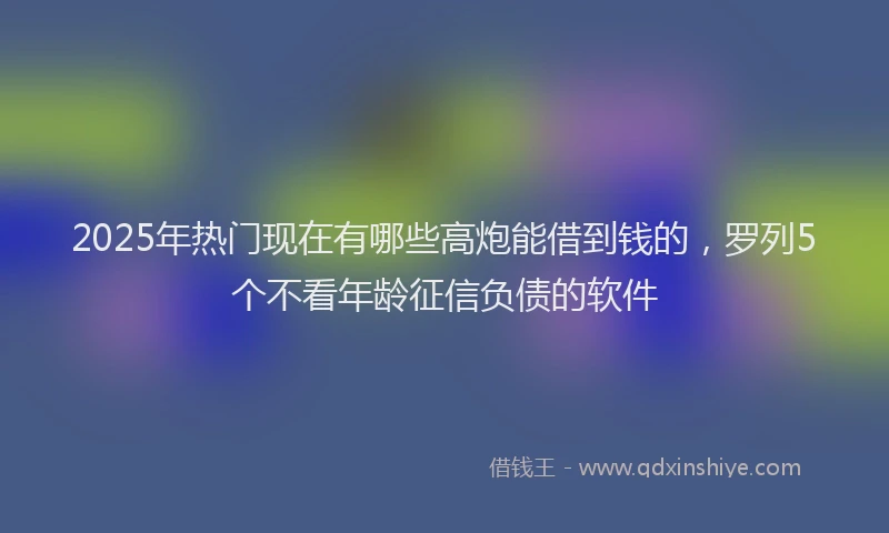 2025年热门现在有哪些高炮能借到钱的，罗列5个不看年龄征信负债的软件
