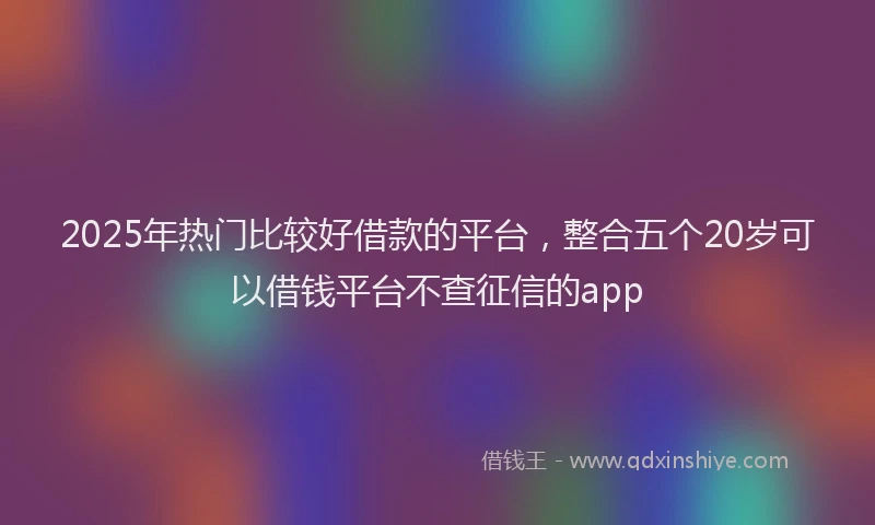 2025年热门比较好借款的平台，整合五个20岁可以借钱平台不查征信的app