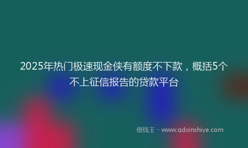 2025年热门极速现金侠有额度不下款，概括5个不上征信报告的贷款平台