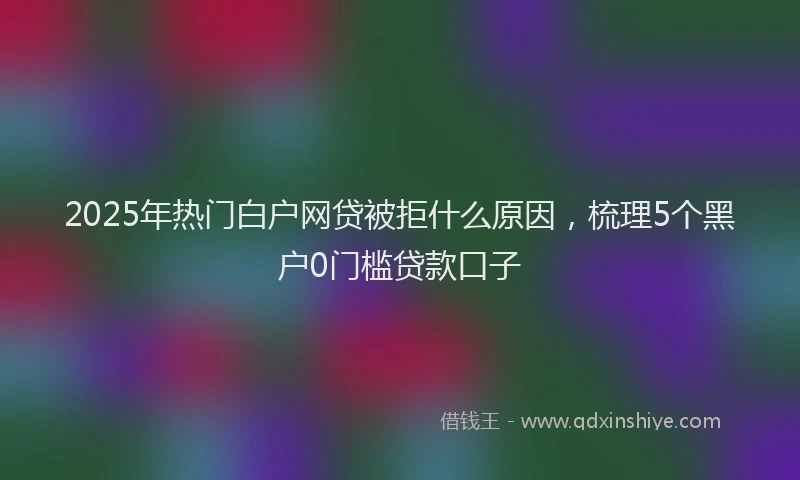 2025年热门白户网贷被拒什么原因，梳理5个黑户0门槛贷款口子