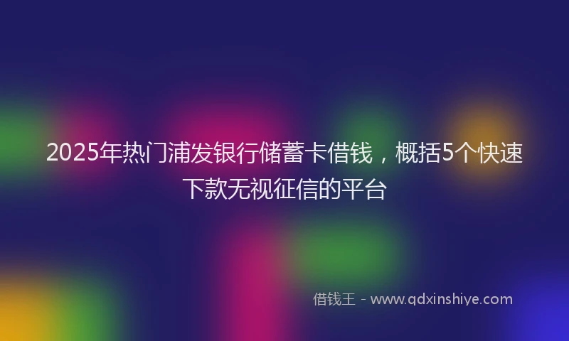 2025年热门浦发银行储蓄卡借钱，概括5个快速下款无视征信的平台