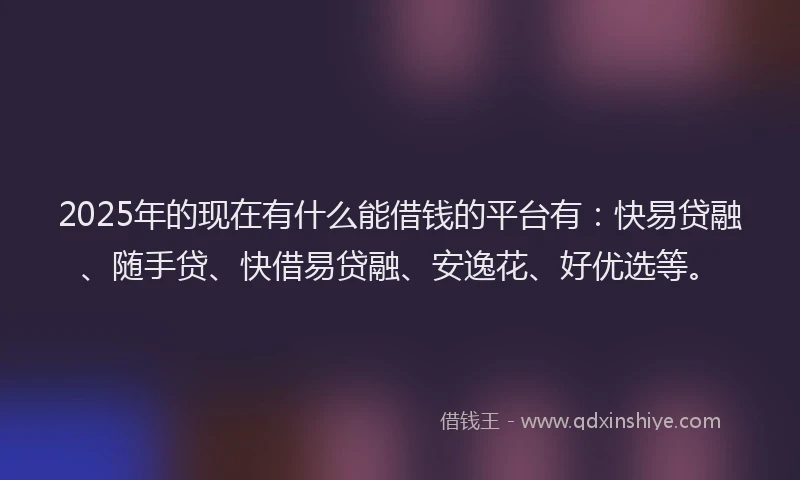 2025年的现在有什么能借钱的平台有：快易贷融、随手贷、快借易贷融、安逸花、好优选等。