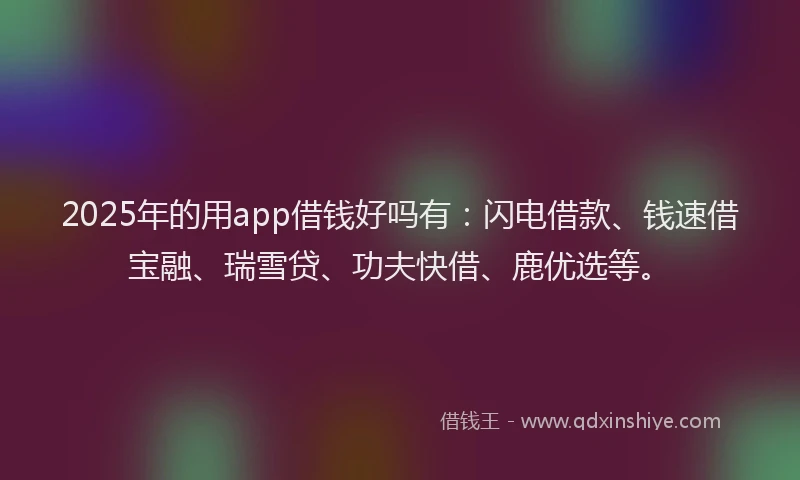 2025年的用app借钱好吗有：闪电借款、钱速借宝融、瑞雪贷、功夫快借、鹿优选等。