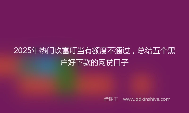 2025年热门玖富叮当有额度不通过，总结五个黑户好下款的网贷口子