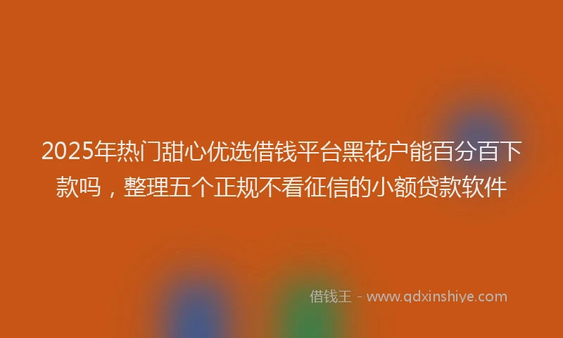 2025年热门甜心优选借钱平台黑花户能百分百下款吗，整理五个正规不看征信的小额贷款软件