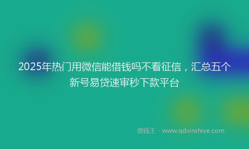 2025年热门用微信能借钱吗不看征信，汇总五个新号易贷速审秒下款平台