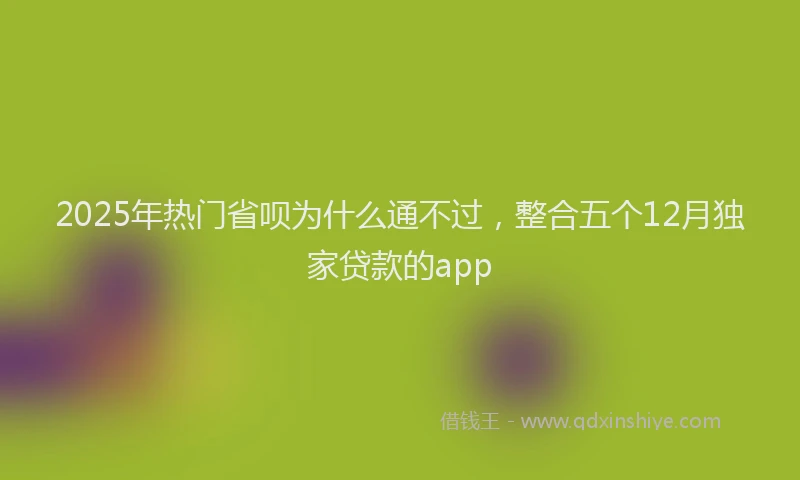 2025年热门省呗为什么通不过，整合五个12月独家贷款的app