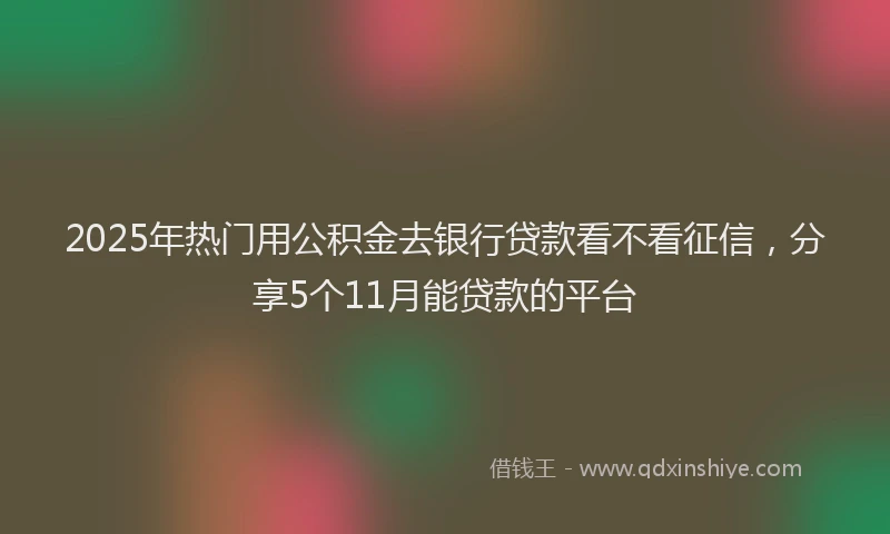 2025年热门用公积金去银行贷款看不看征信，分享5个11月能贷款的平台