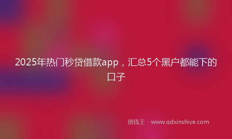 2025年热门秒贷借款app，汇总5个黑户都能下的口子