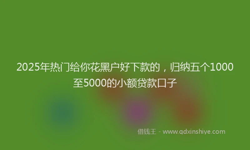2025年热门给你花黑户好下款的，归纳五个1000至5000的小额贷款口子
