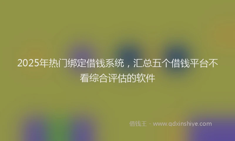 2025年热门绑定借钱系统，汇总五个借钱平台不看综合评估的软件