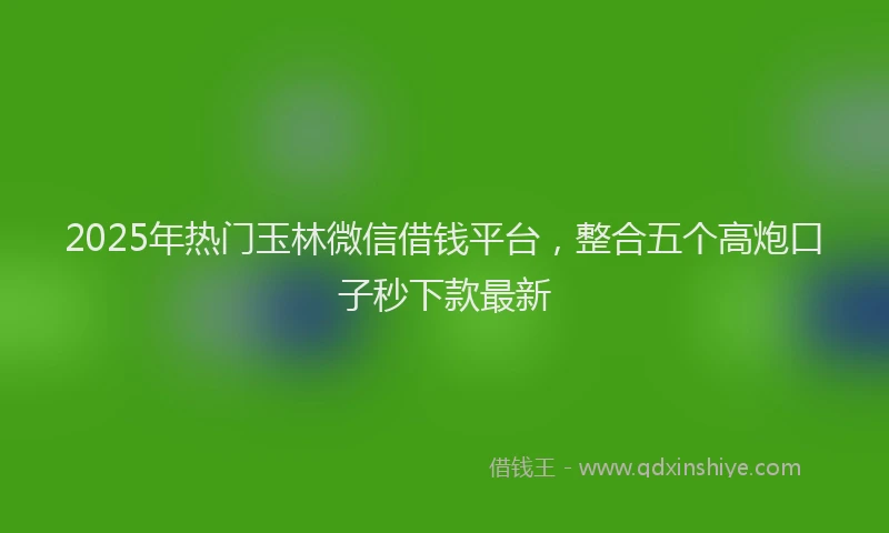 2025年热门玉林微信借钱平台，整合五个高炮口子秒下款最新