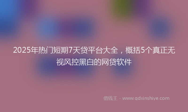 2025年热门短期7天贷平台大全，概括5个真正无视风控黑白的网贷软件