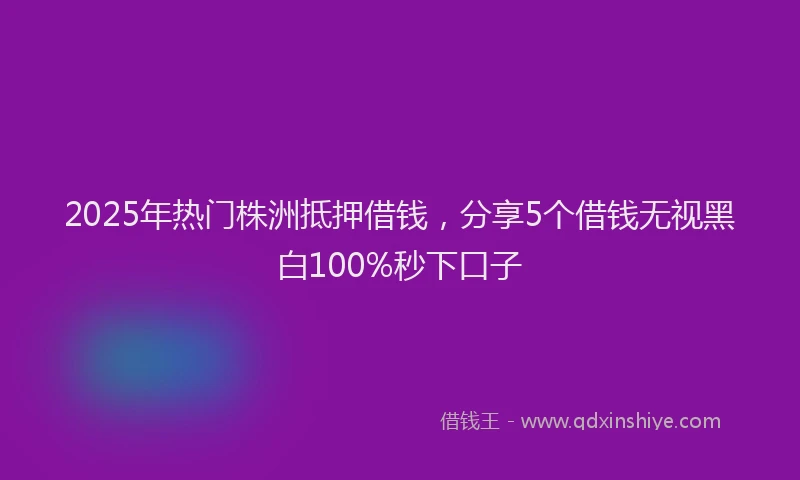 2025年热门株洲抵押借钱，分享5个借钱无视黑白100%秒下口子