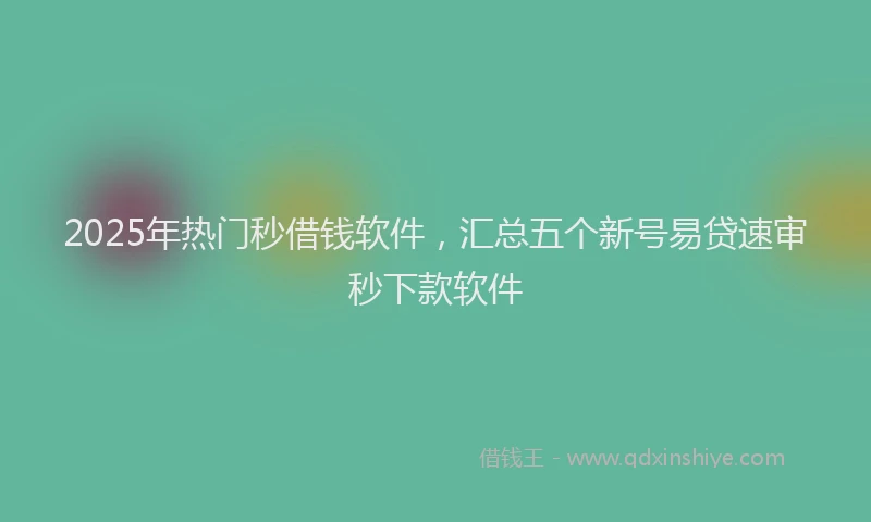 2025年热门秒借钱软件，汇总五个新号易贷速审秒下款软件