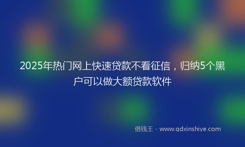2025年热门网上快速贷款不看征信，归纳5个黑户可以做大额贷款软件