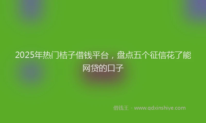 2025年热门桔子借钱平台，盘点五个征信花了能网贷的口子