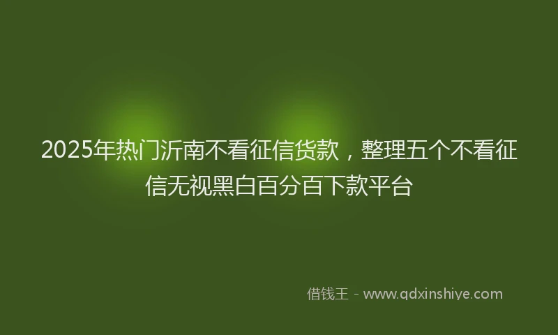 2025年热门沂南不看征信货款，整理五个不看征信无视黑白百分百下款平台