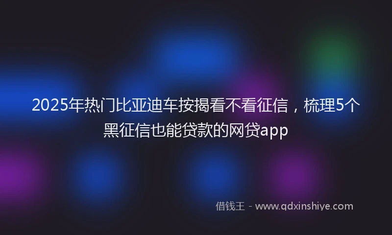 2025年热门比亚迪车按揭看不看征信，梳理5个黑征信也能贷款的网贷app