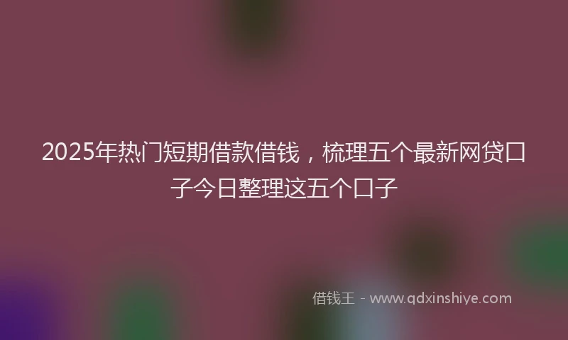 2025年热门短期借款借钱，梳理五个最新网贷口子今日整理这五个口子