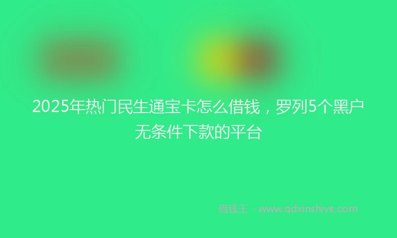2025年热门民生通宝卡怎么借钱，罗列5个黑户无条件下款的平台