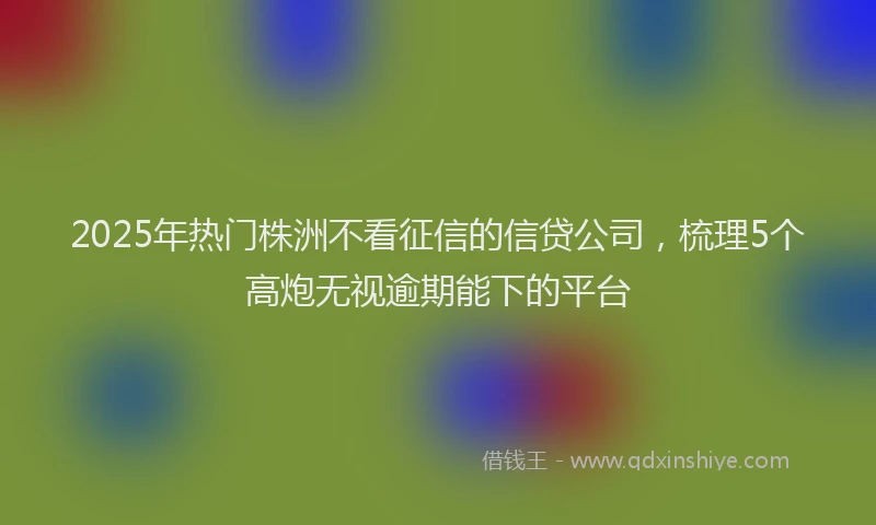 2025年热门株洲不看征信的信贷公司，梳理5个高炮无视逾期能下的平台