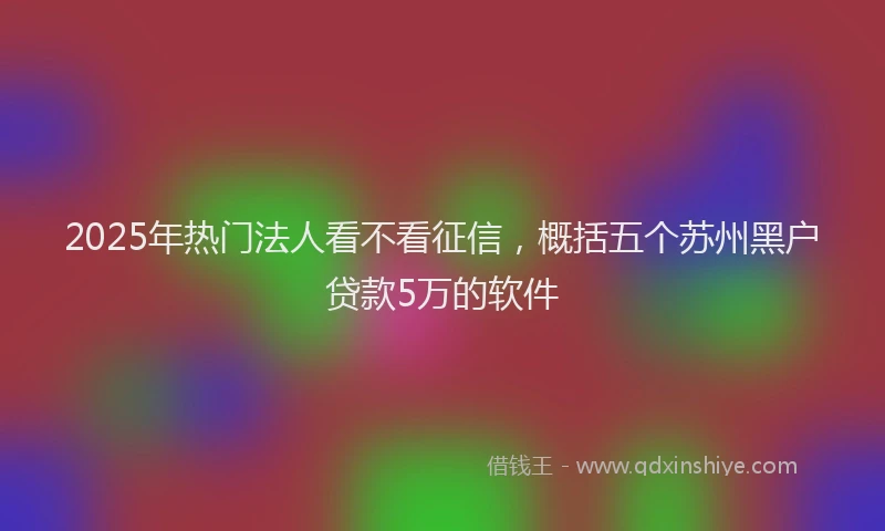 2025年热门法人看不看征信，概括五个苏州黑户贷款5万的软件