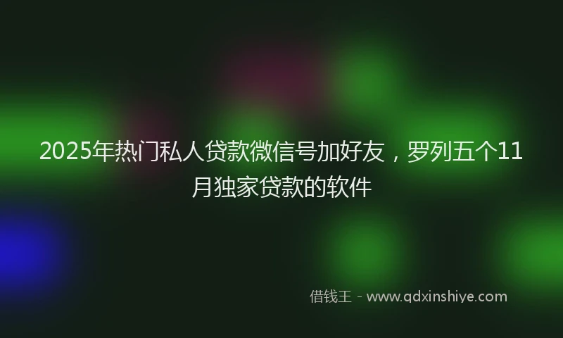 2025年热门私人贷款微信号加好友，罗列五个11月独家贷款的软件