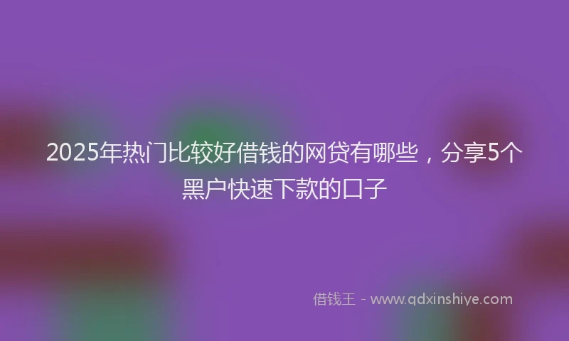 2025年热门比较好借钱的网贷有哪些，分享5个黑户快速下款的口子