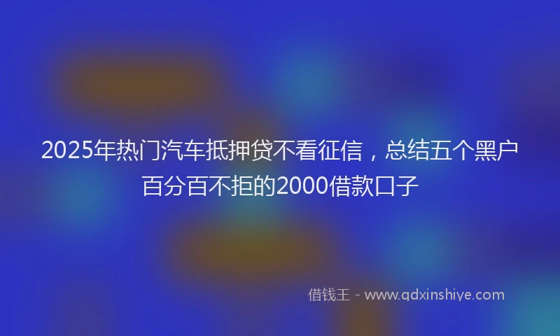 2025年热门汽车抵押贷不看征信，总结五个黑户百分百不拒的2000借款口子