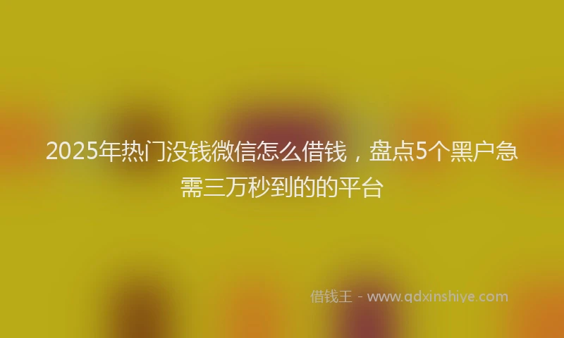 2025年热门没钱微信怎么借钱，盘点5个黑户急需三万秒到的的平台